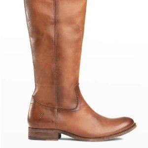 frye melissa button leather tall riding boot (cognac) - size 7.5